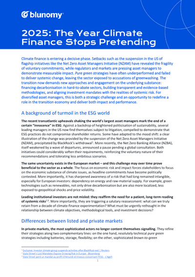 2025: The year climate finance stops pretending